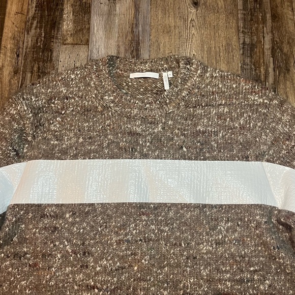 Helmut Lang Panelled Donegal Wool Alpaca and Silk-Blend Men's Sweater Brown XL - Picture 4 of 7
